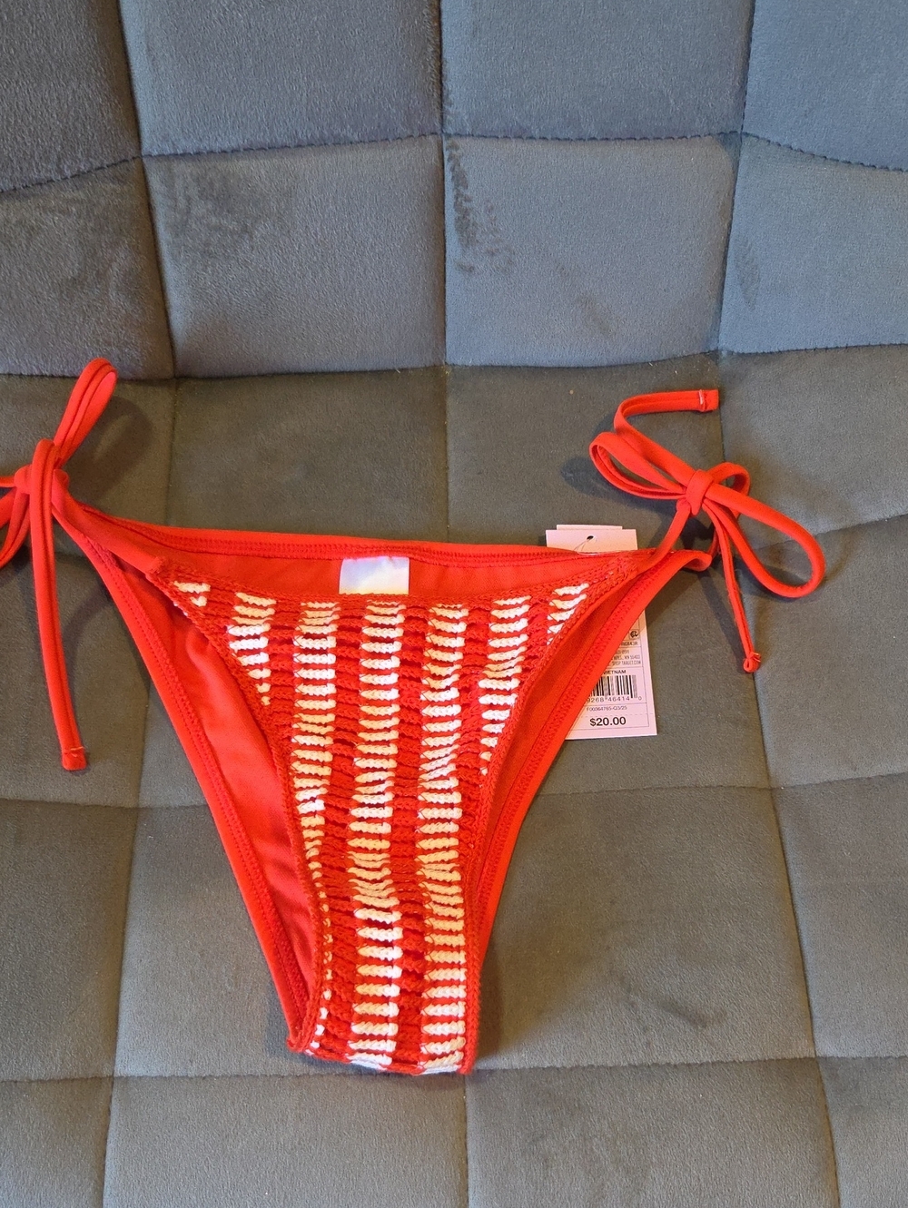 Red Crochet Tie-Side Bikini Bottom - Women's Swim